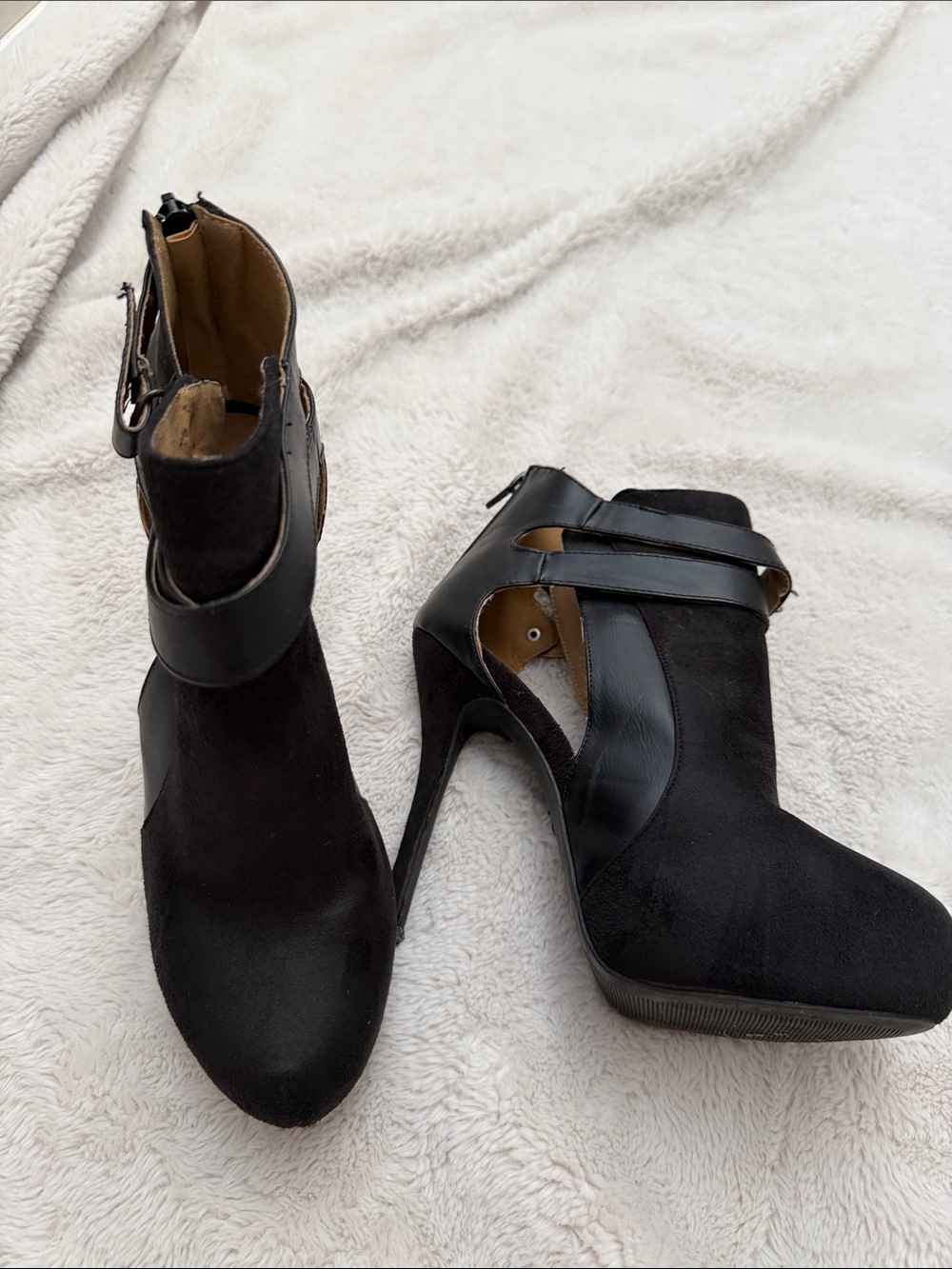 Club Couture | Faux Suede and Leather Strap Ankle Booties | 8